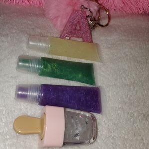 Letter A keychain and lipgloss